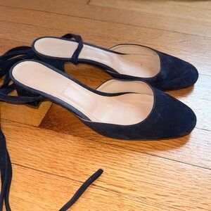 J.Crew navy suede lace up heels